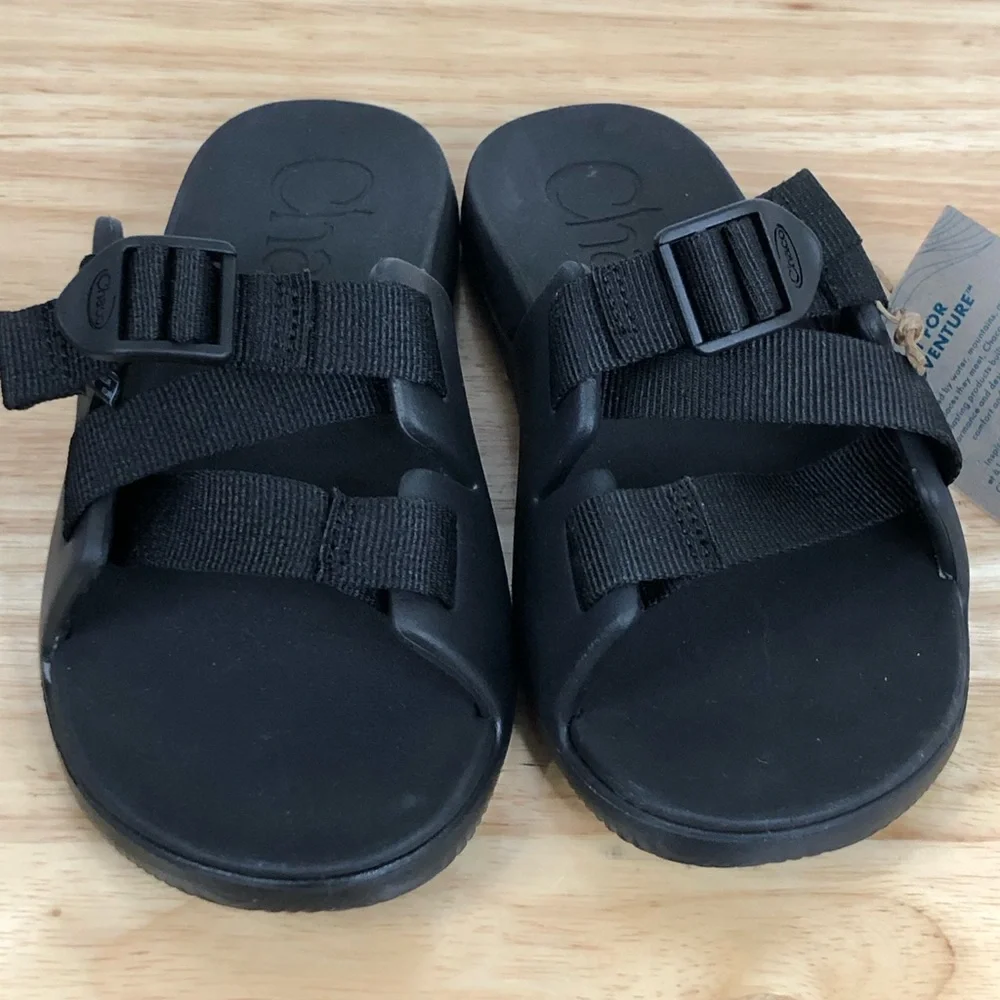 NEW Kids Chaco sandals Black Chillos Sport Shoe open back adjustable cross strap